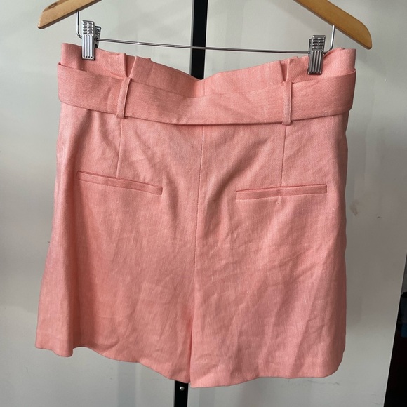 NWT Veronica Beard|| Ashford Belted Shorts in coral Size 14 linen Paper Bag - Picture 4 of 10